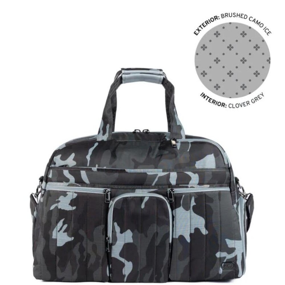Lug Legacy Collection Shuttlebus Duffel Camo Ice Unisex Camo Print Travel Bag